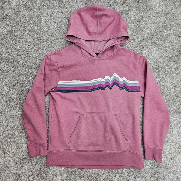 Patagonia Kids Lightweight Graphic Hoody Sweatshirt XL Ridge Rise Stripe - Picture 2 of 10